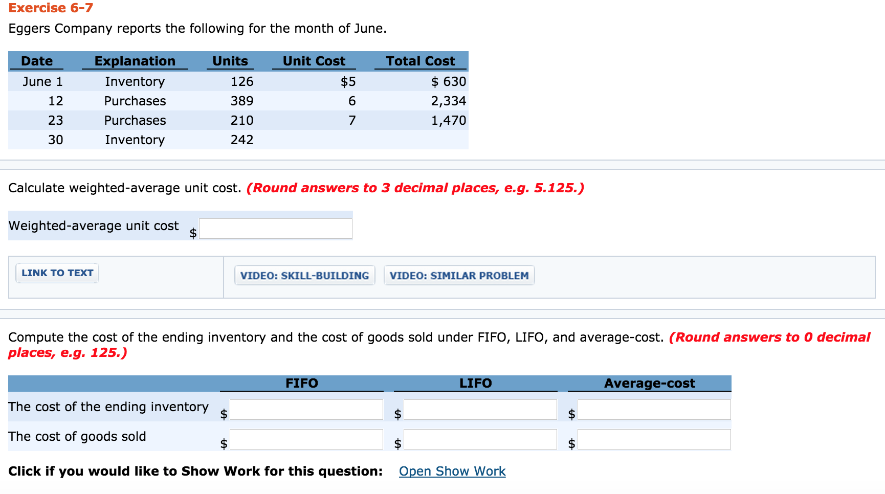 Solved Calculate Weighted Average Unit Cost. Weighted