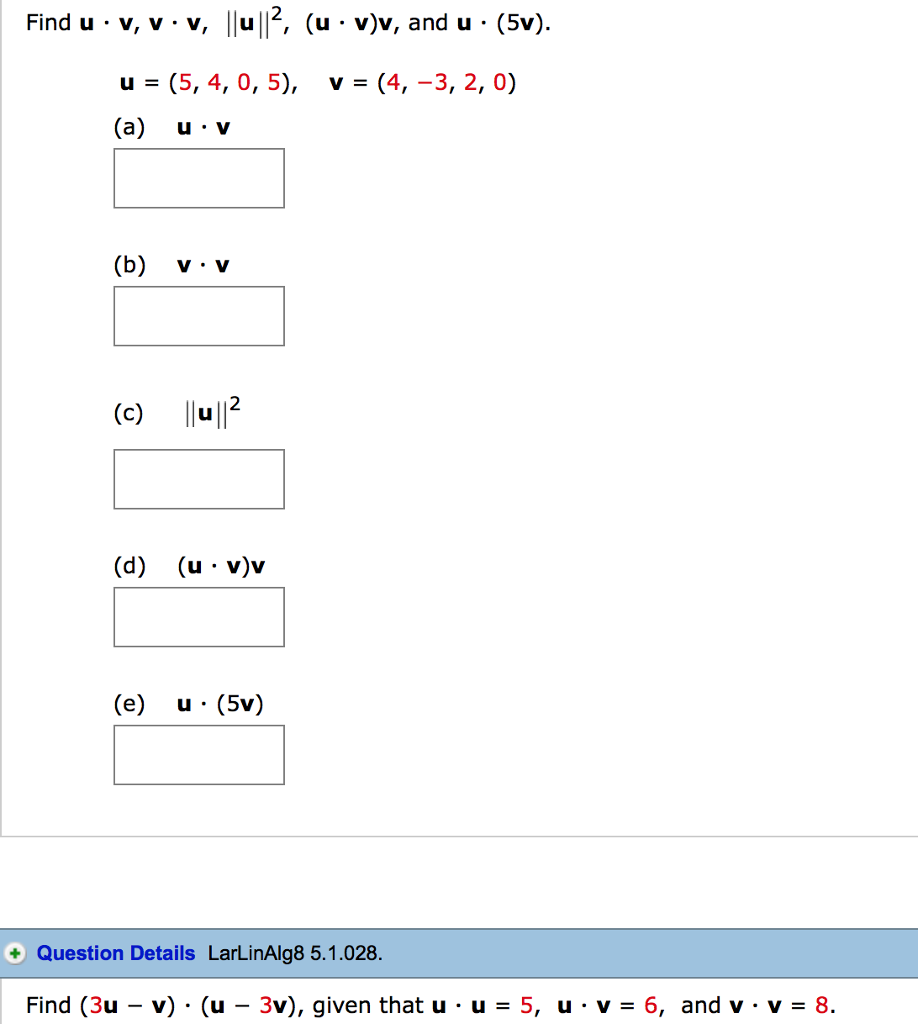 Solved Find U V V V U 2 U V V And U 5v U 5 Chegg Com