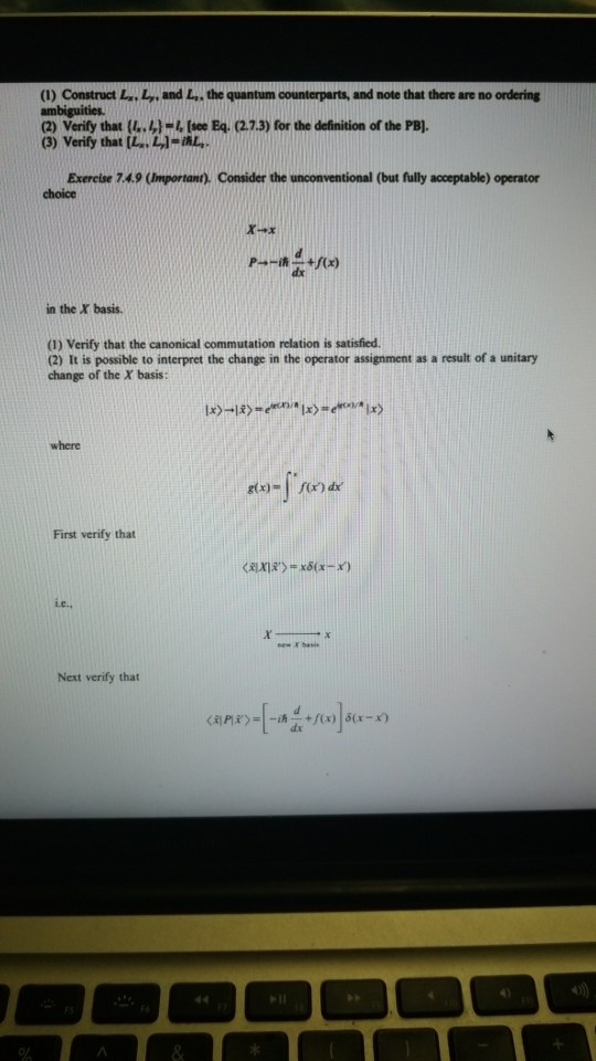 Solved 1 Construct L Ly And L The Quantum Counterpart