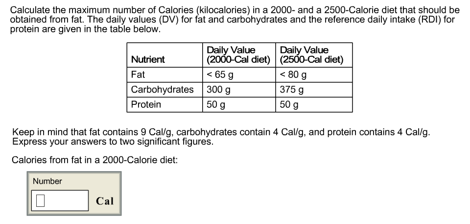 Calculate The Maximum Number Of Calories Chegg Com