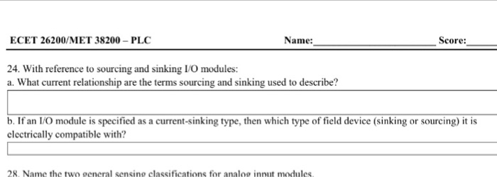 Solved With Reference To Sourcing And Sinking I O Modules