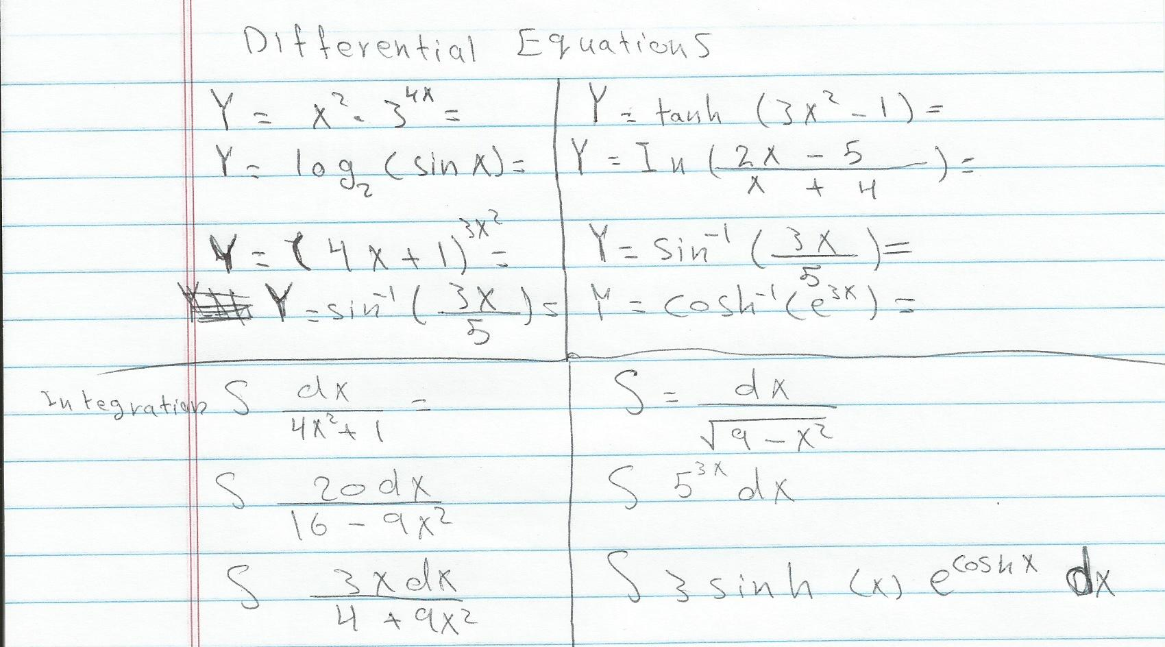 Solved Differential Equation Y X2 34x Y Log2 Sinx Y 4 Chegg Com