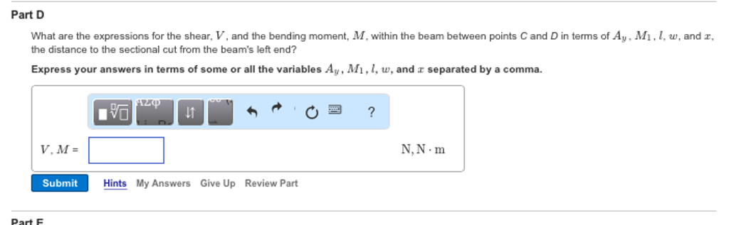 Solved What Are The Expressions For The Shear V And The Chegg Com