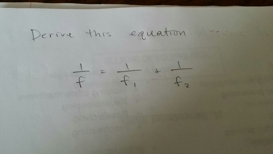 Solved Assume That The Two Lenses In Contact Are So Thin Chegg Com