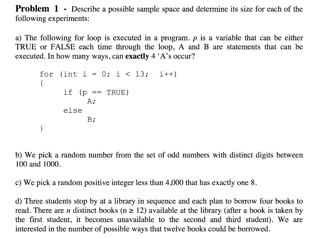 Solved Describe A Possible Sample Space And Determine Its Chegg Com