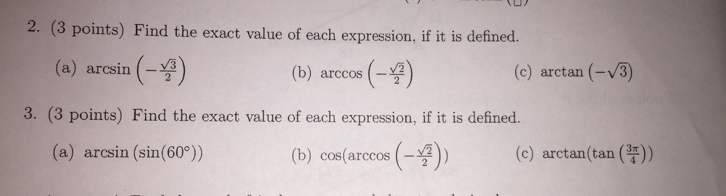 Solved Find The Exact Value Of Each Expression If It Is Chegg Com