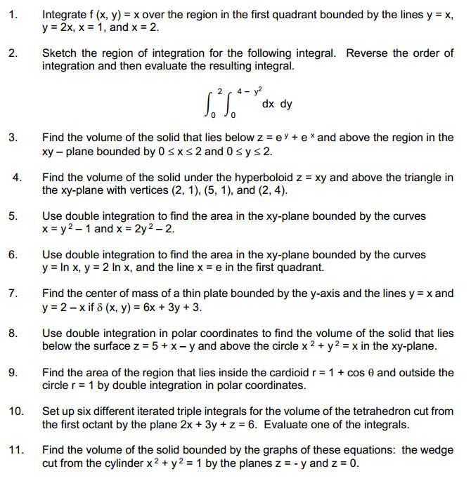 Solved Integrate F X Y X Over The Region In The First Chegg Com