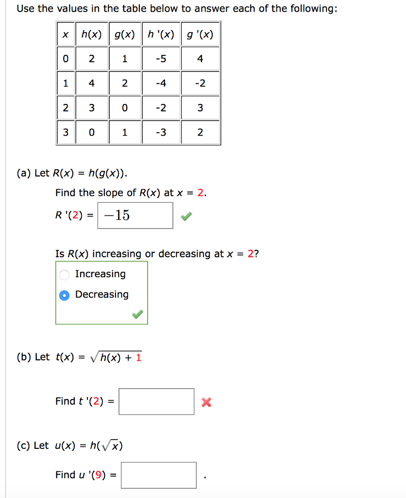 Solved Use The Values In The Table Below To Answer Each O Chegg Com