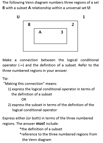 solved the following venn diagram numbers three regions o subset venn diagram