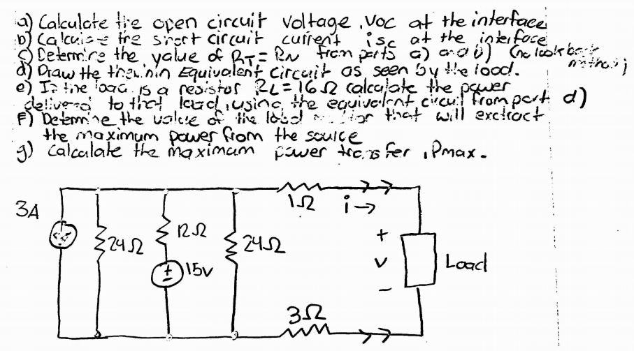 Solved A Calculate The Open Circuit Voltage Voc At The Chegg Com