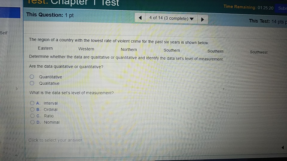 Test ... Question: This ES,ChapterT 1 Remainin Pt Solved: Time