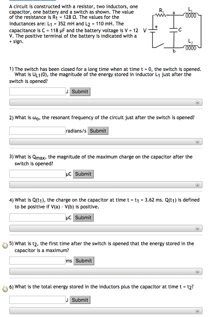 Solved A Circuit Is Constructed With A Resistor Two Indu Chegg Com