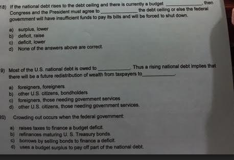 Solved 18 If The National Debt Rises To The Debt Ceiling