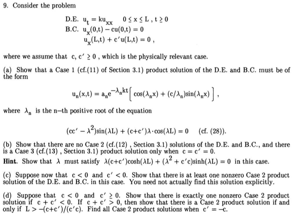 9 Consider The Problem Ux 0 T Cu 0 T 0 Ux L T Chegg Com