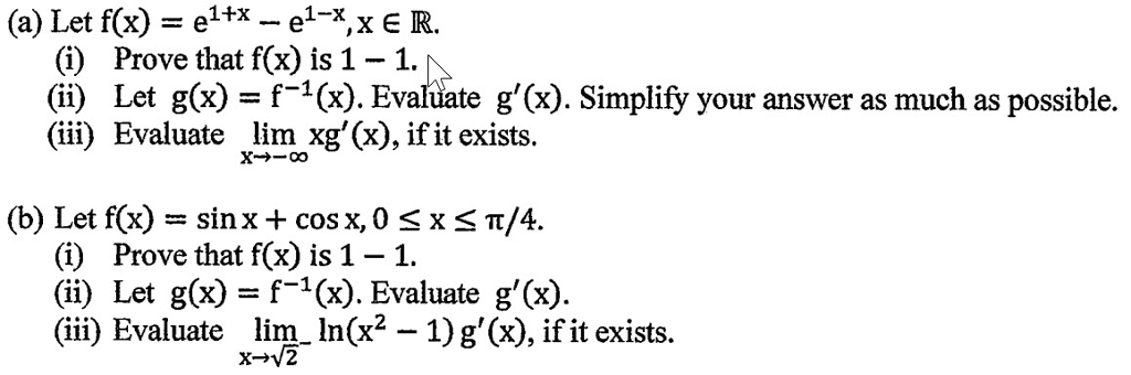 Solved A Let F X E1 X E X X E R I Ii Iii Pro Chegg Com