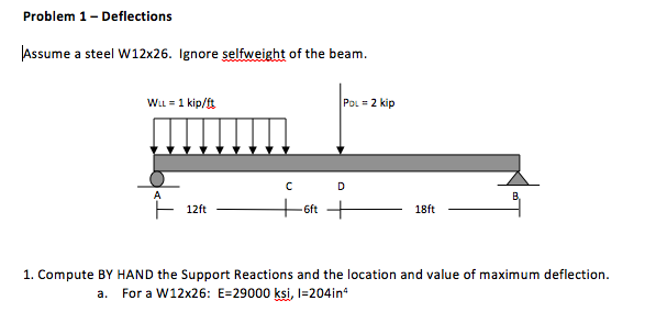 w8x18 size beam Solved: A Deflections. Selfwei Steel W12x26. Ignore Assume