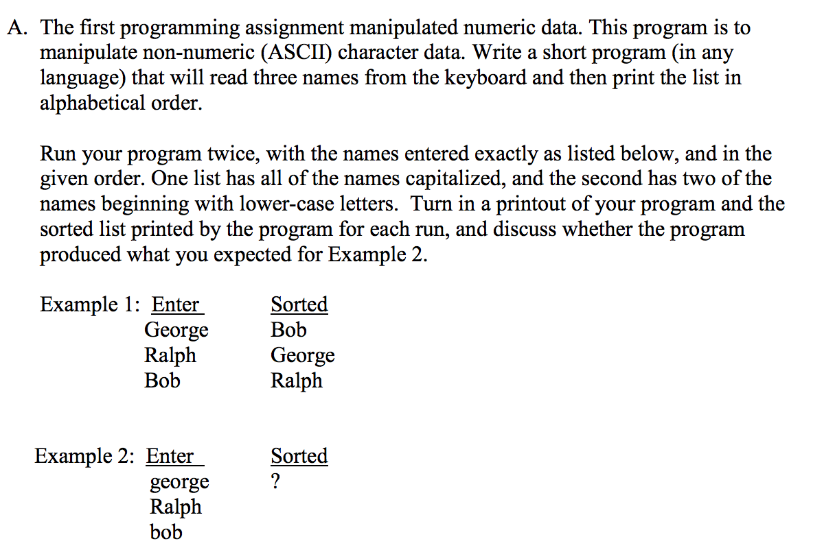 The First Programming Assignment Manipulated Numer Chegg Com