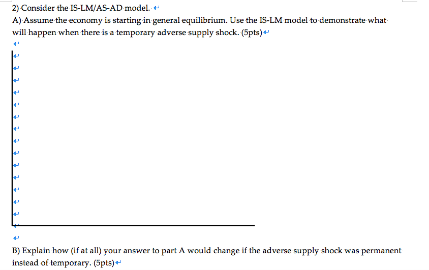 Solved: 2) Consider The IS-LM/AS-AD Model. * A) Assume The ...