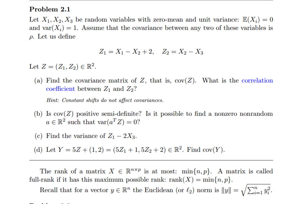 Problem 2 1 Let X1 X2 X3 Be Random Variables With Chegg Com