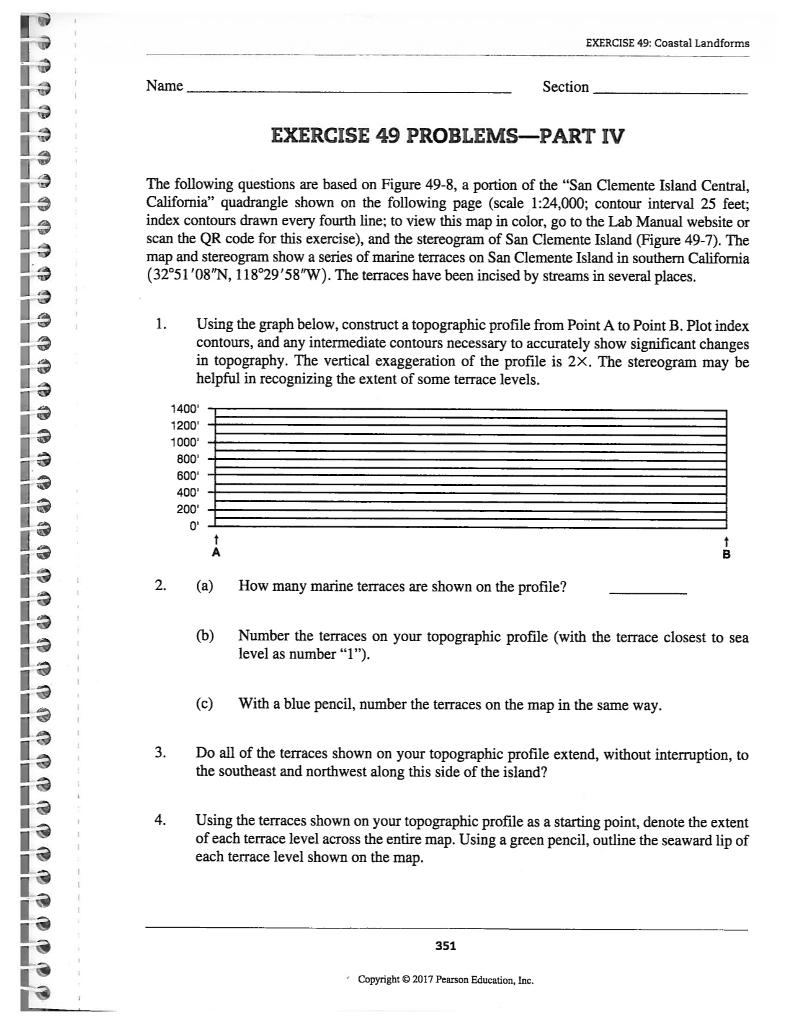 Physical Geography Laboratory Manual Figure 49-8: USGS "San Clemente Island  Central, California" quadrangle (scale i:24,000; contour interval 25 feet;  ...