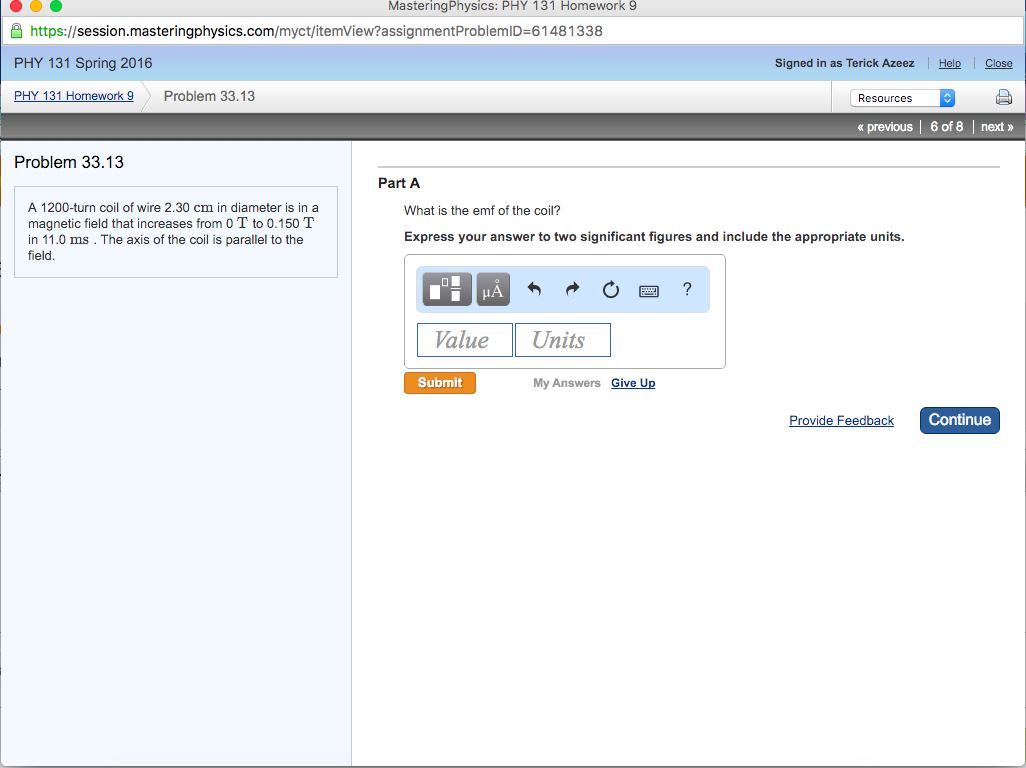 mastering physics chapter 9 homework