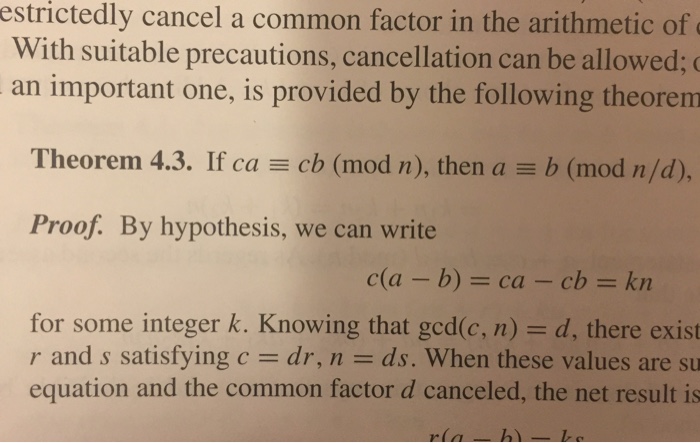 Solved If Ca Cb Mod N Then A B Mod N D Proof By Hy Chegg Com