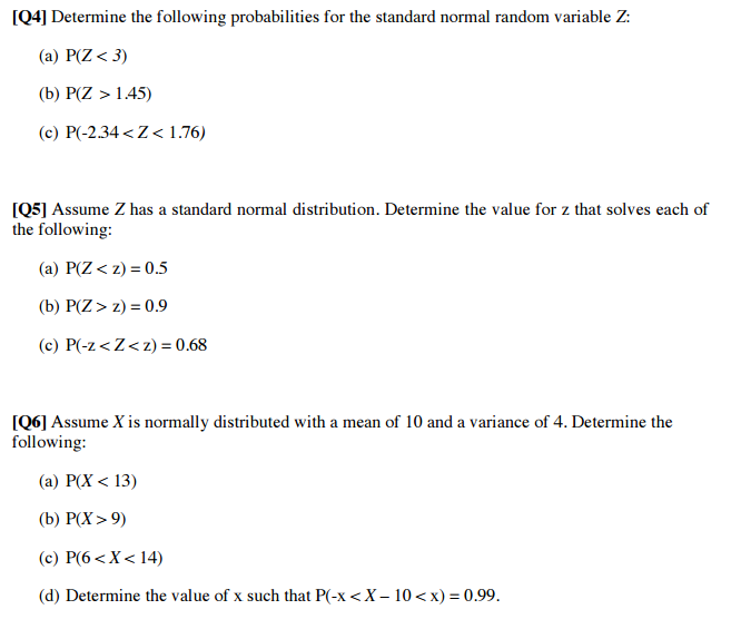 Solved Determine The Following Probabilities For The Stan Chegg Com