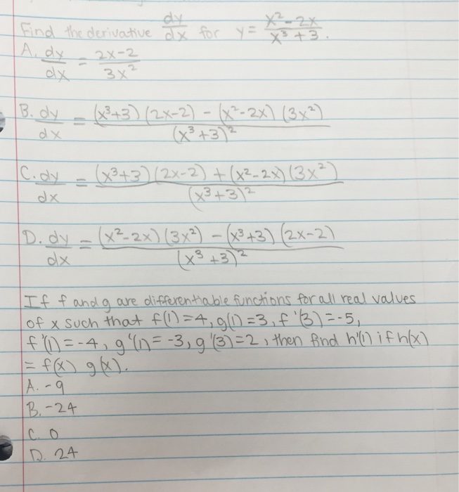 Solved Find The Derivative Dy Dx For Y X 2 2x X 3 3 Chegg Com