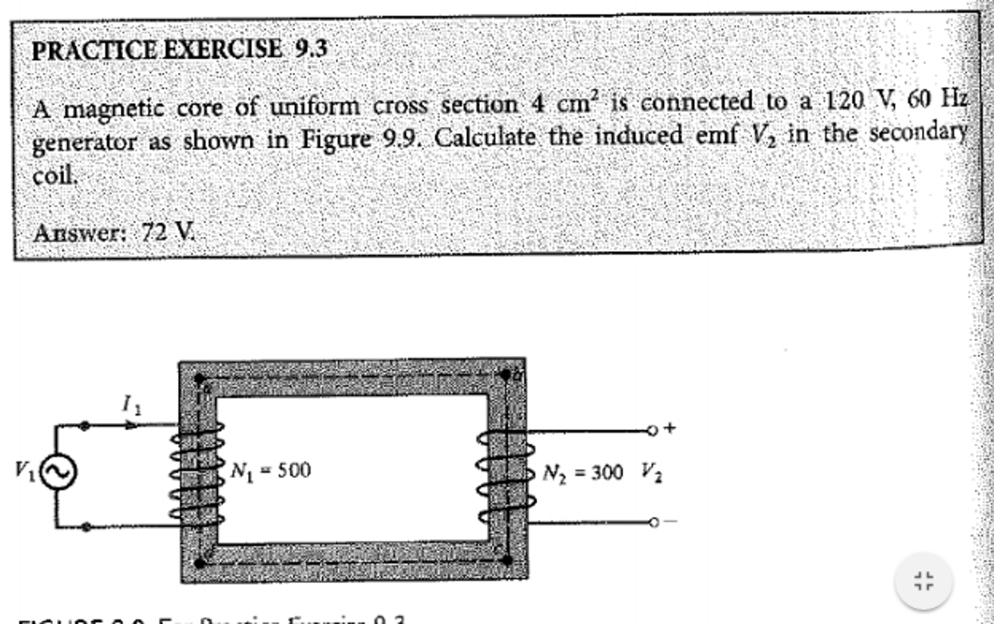 A magnetic core of uniform cross section 4 cm^2 is