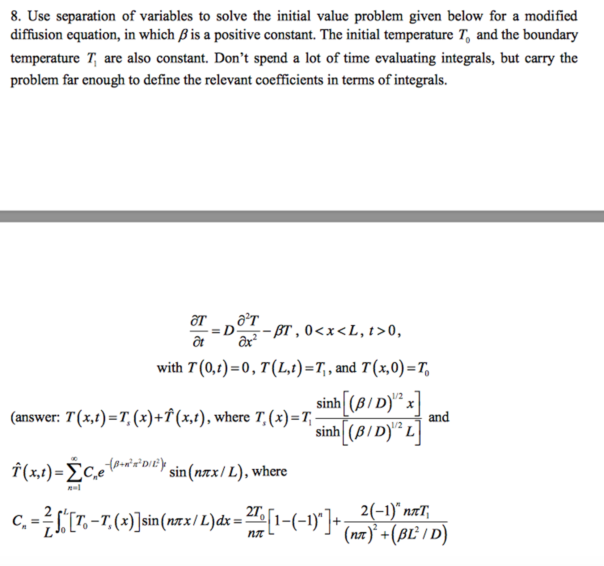 Use Separation Of Variables To Solve The Initial V Chegg Com