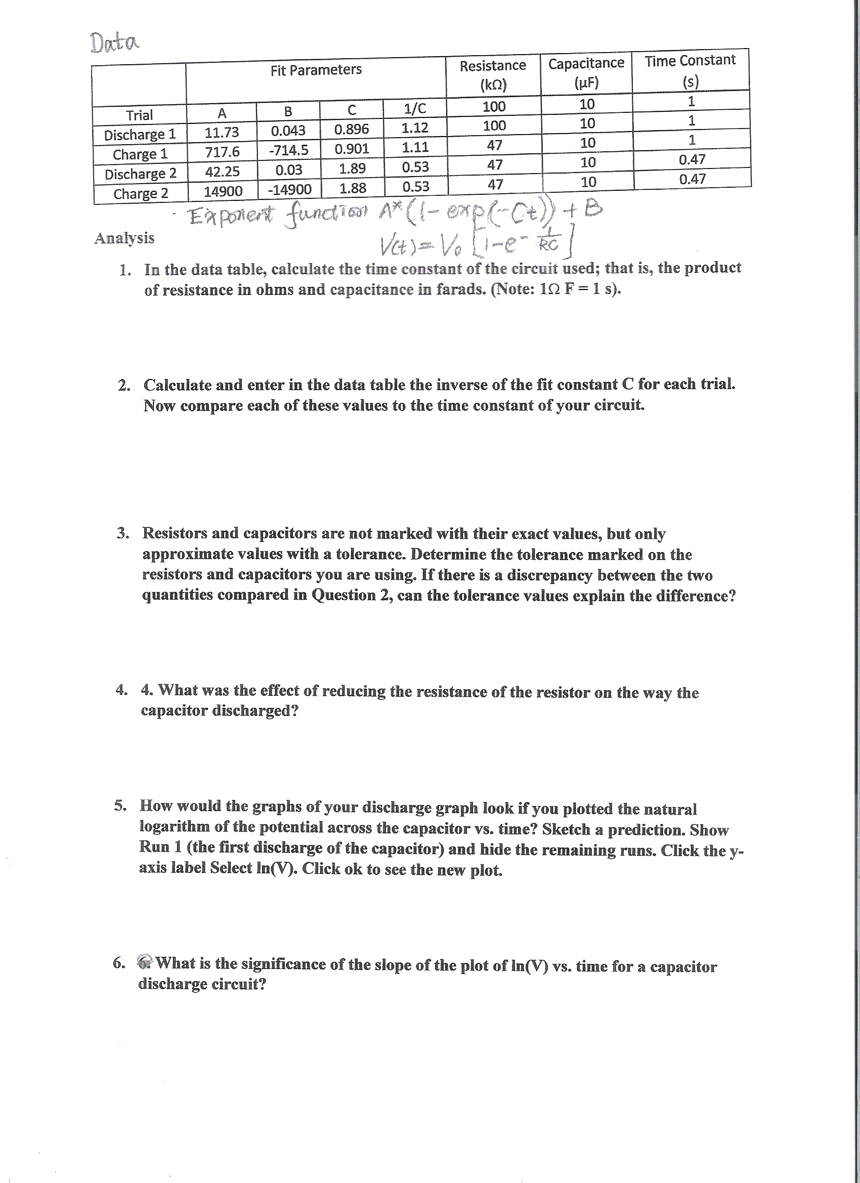 Exponent Function A X 1 Exp E T B V T Chegg Com