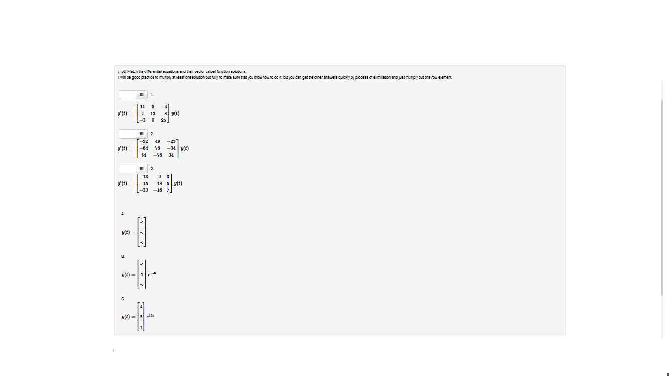 Match The Differential Equations And Their Vector Chegg 