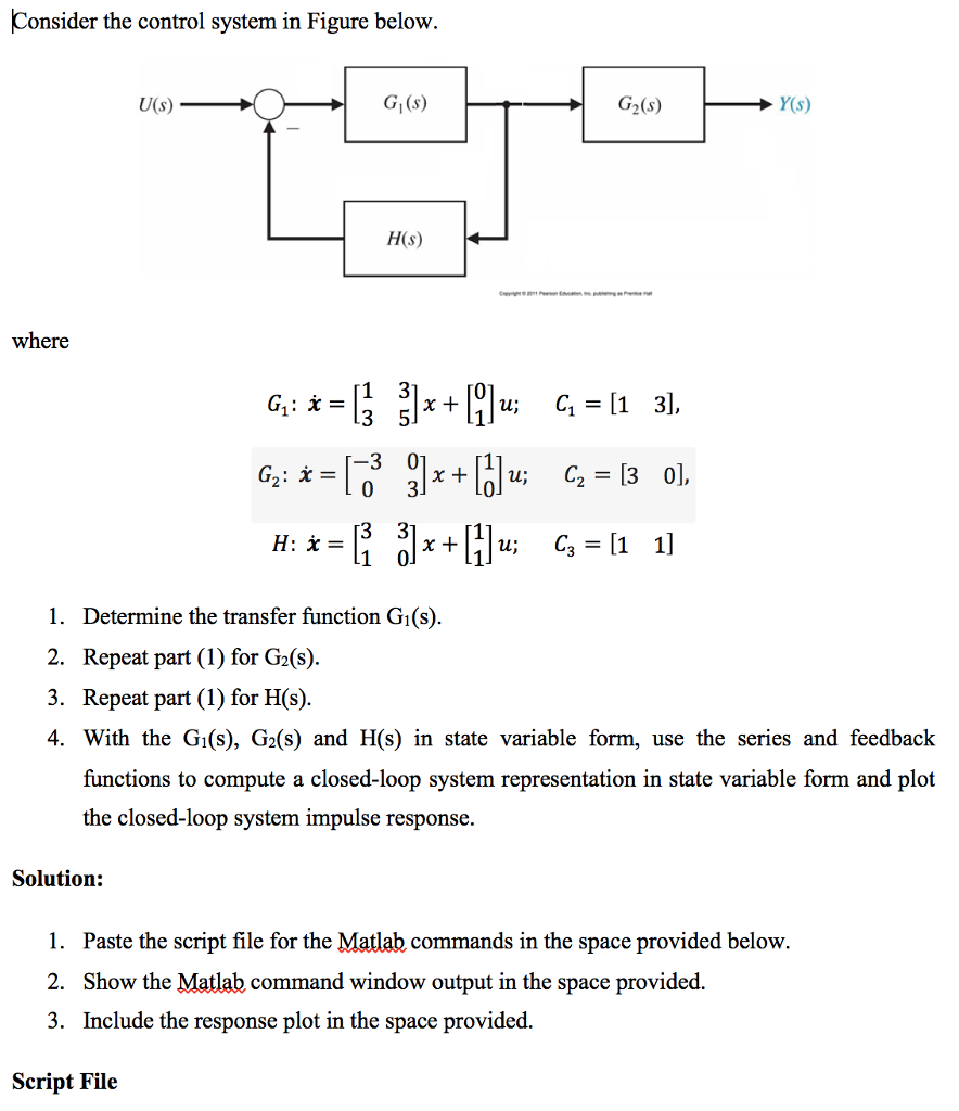 Solved Consider The Control System In Figure Below U S G Chegg Com