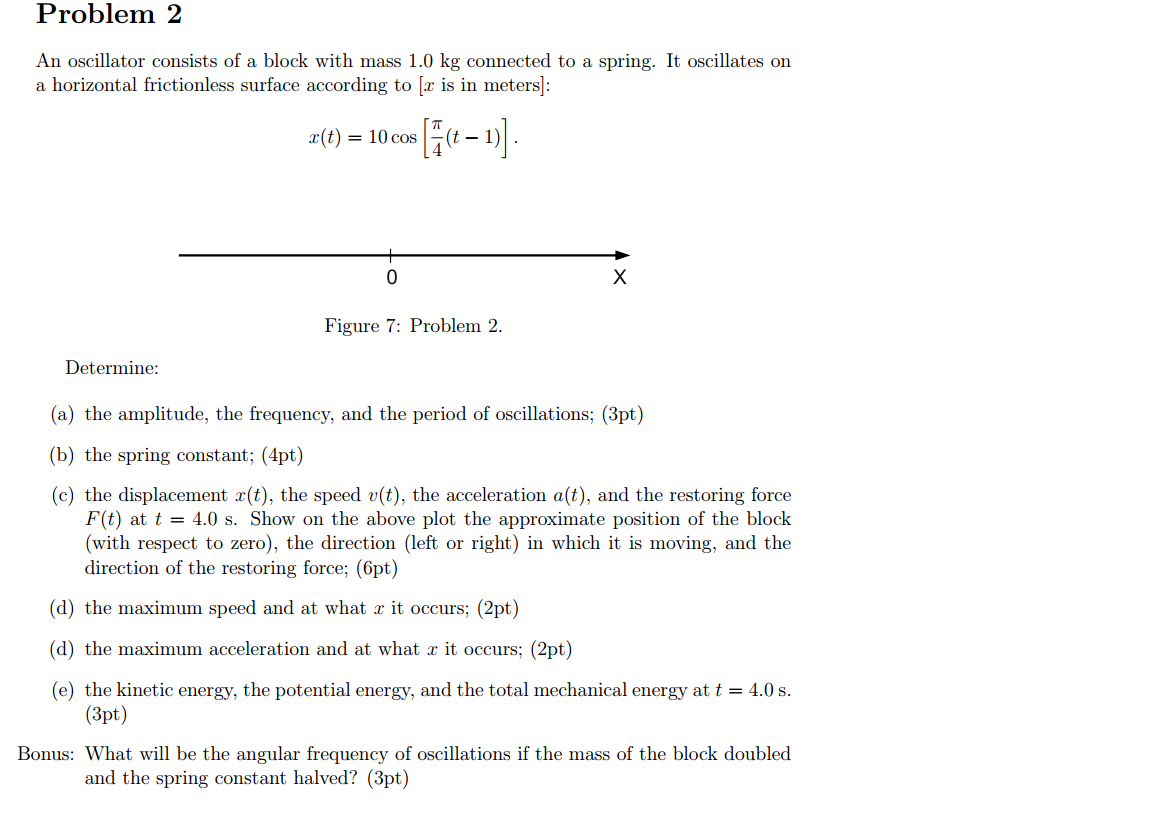 Solved Problem 2 An Oscillator Consists Of A Block With M Chegg Com