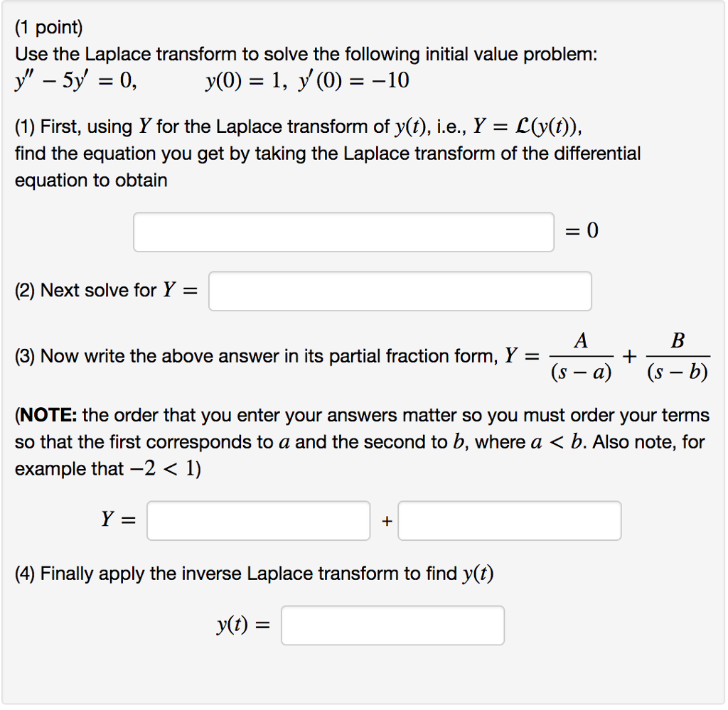 Solved Use The Laplace Transform To Solve The Following I Chegg Com