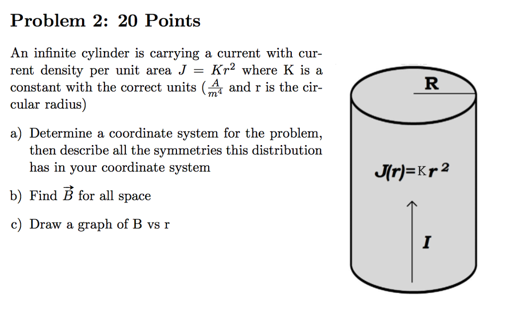 Solved An Infinite Cylinder Is Carrying A Current With Cu Chegg Com