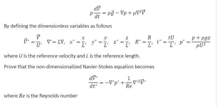 Solved The Dimensional Navier Stokes Equation Is Given As Chegg Com