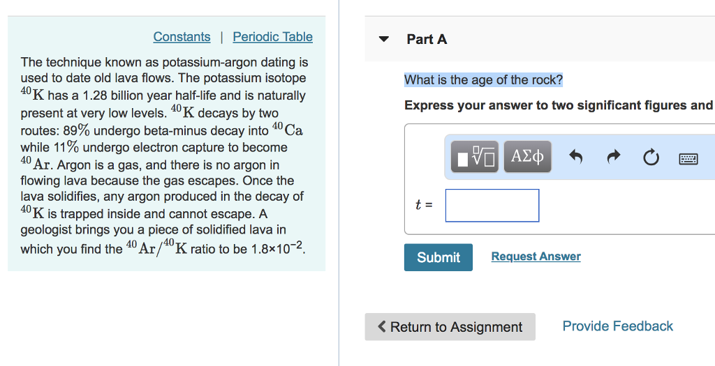 Argon dating half life potassium Argon Geochronology