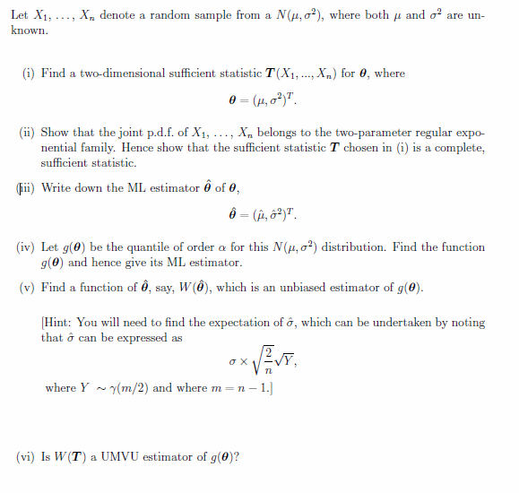 Solved X Denote A Random Sample From A N M S2 Where Chegg Com