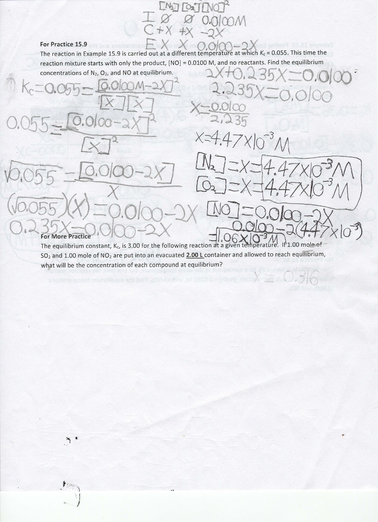 Solved For Practice 15 7 Consider The Reaction And Its Eq Chegg Com