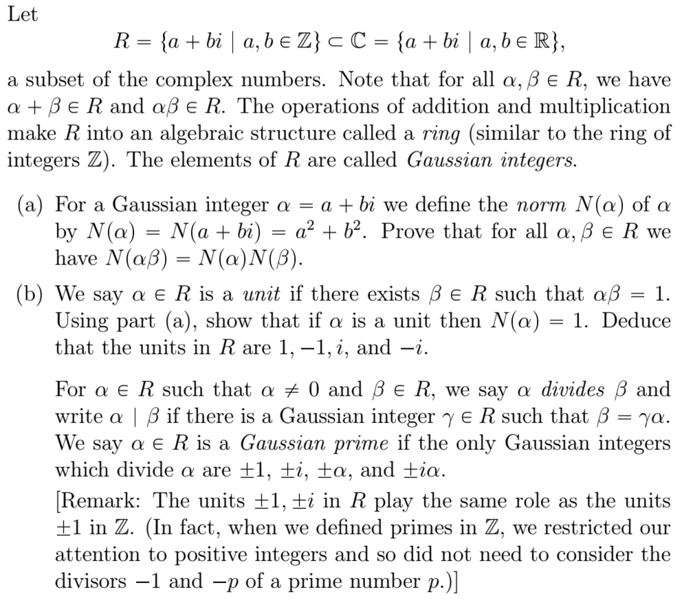 Let A Subset Of The Complex Numbers Note That For Chegg Com