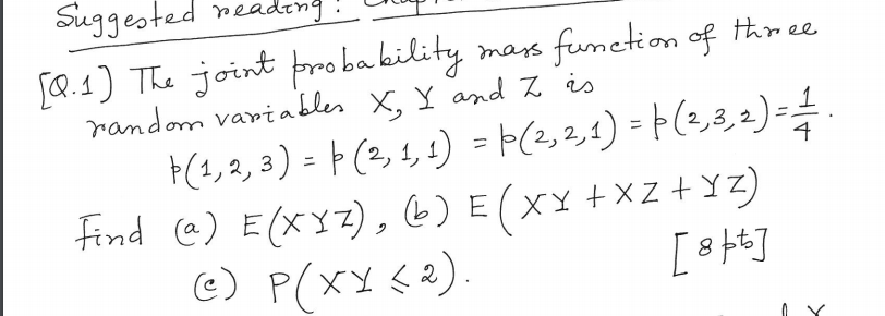 Solved The Joint Probability Mass Function Of Three Rando Chegg Com