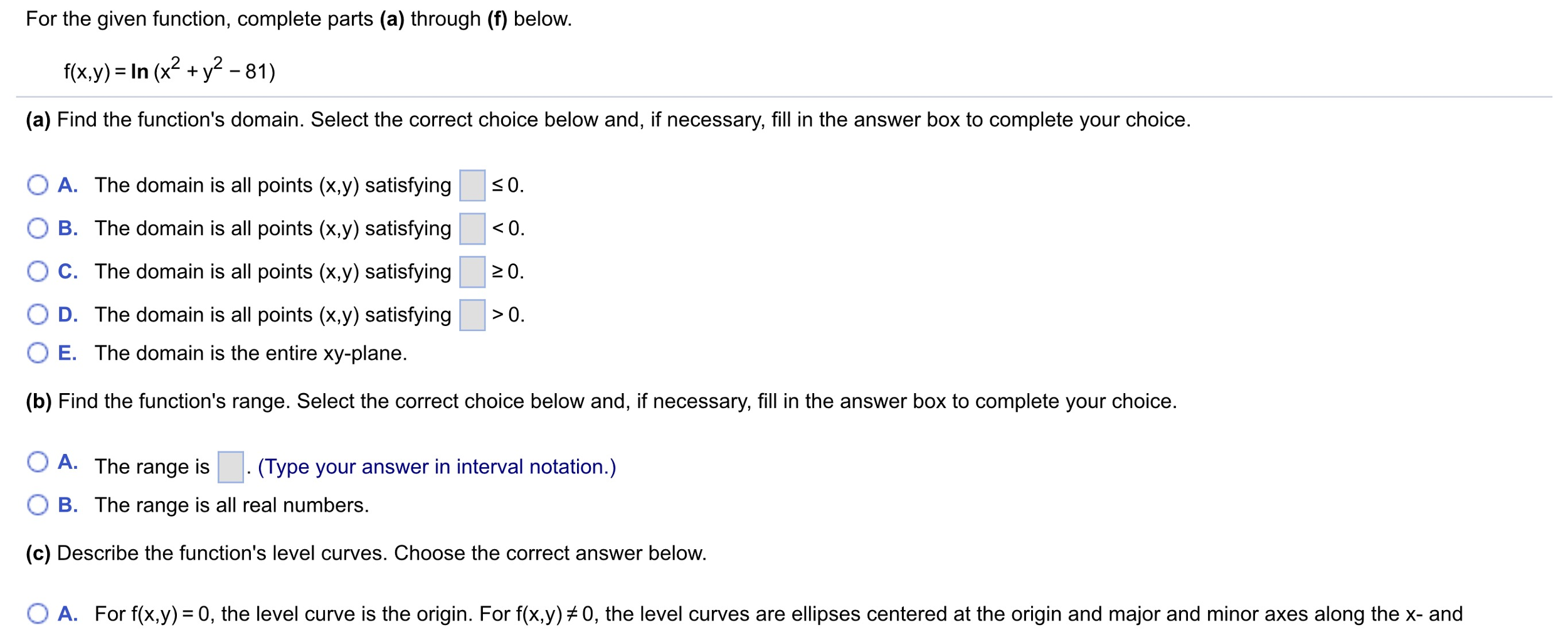 Solved For Given Function F X Y Ln X 2 Y 2 81 A Chegg Com