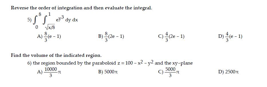 Solved Reverse The Order Of Integration And Then Evaluate Chegg Com