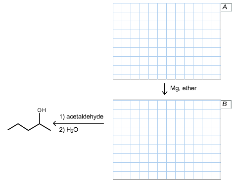 Draw the structures of organic compounds A and B.