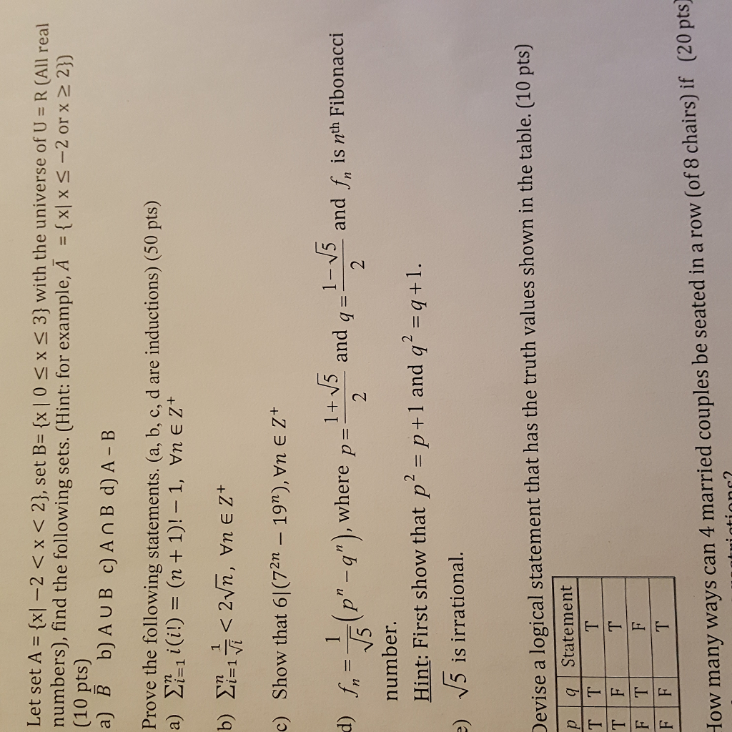 Solved Let Set A X 2 X 2 Set B X 0 Lesst Chegg Com