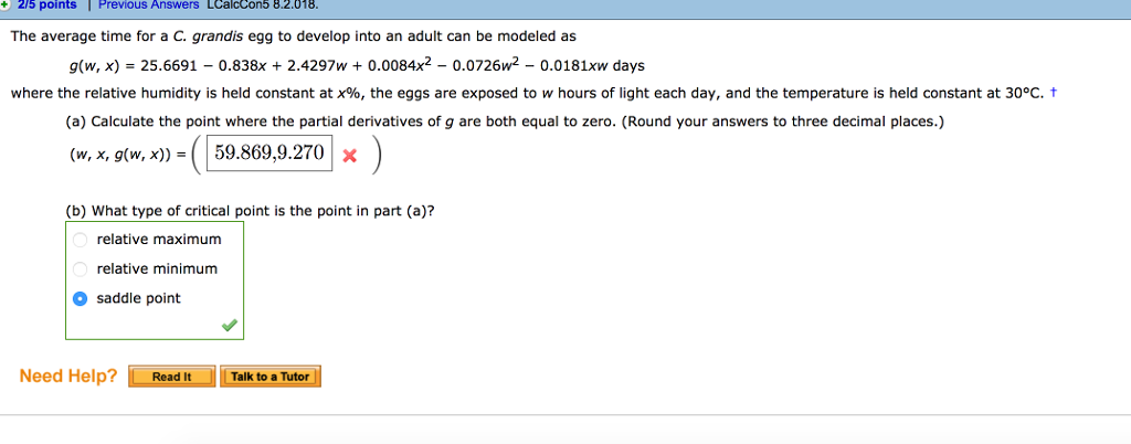 Solved The Average Time For A C Grandis Egg To Develop I Chegg Com