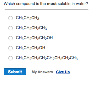 Solved Which Compound Is The Most Soluble In Water? | Chegg.com Solved Which Compound Is The Most Soluble In Water? | Chegg.com