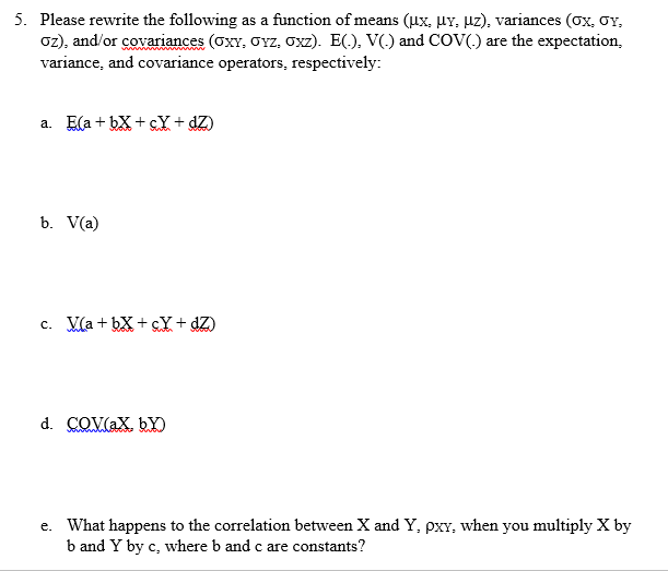 Solved Please Rewrite The Following As A Function Of Mean Chegg Com