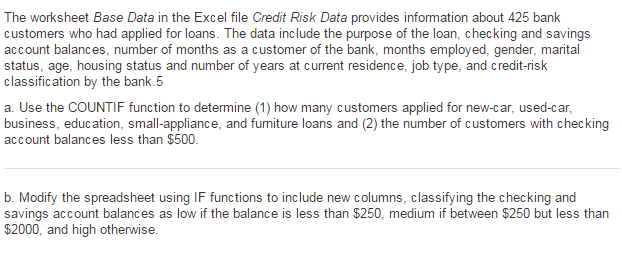The worksheet base data in the excel file credit r